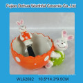 2016 promotional handpainting easter rabbit design ceramic toothpick holder for Easter Day